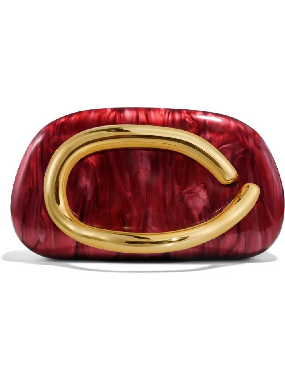 Women’s Marble Red Acrylic Shell Clutch Purse Gold Chain Evening Handbag